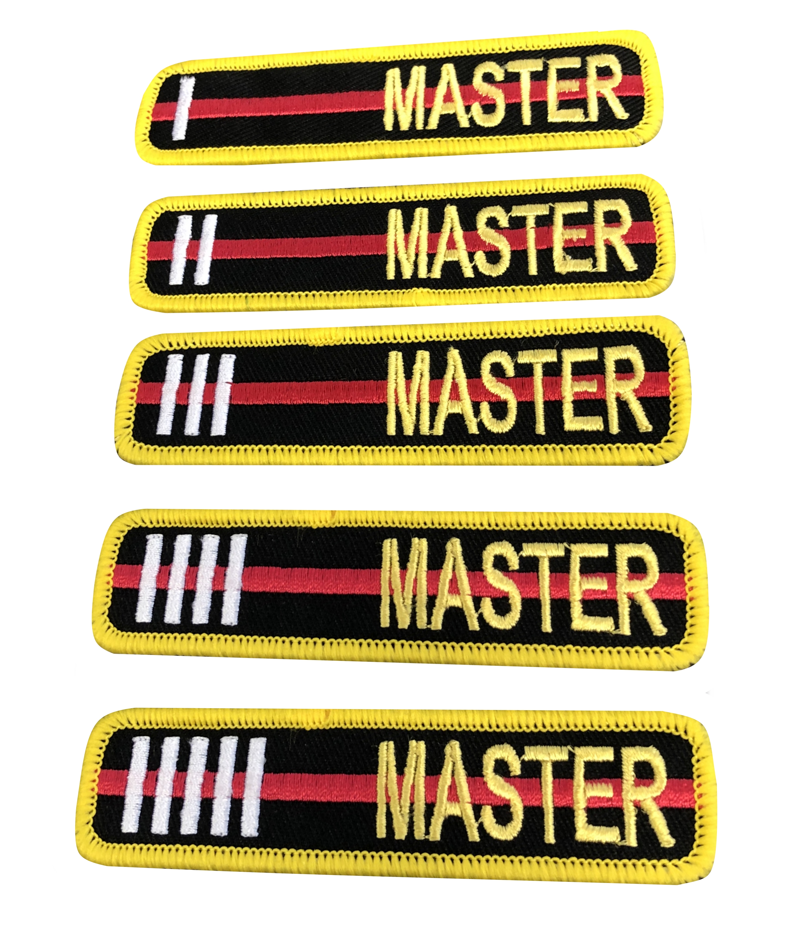 Aufnäher Master Stufe 1 - 8, 10,5 x 2,5 cm