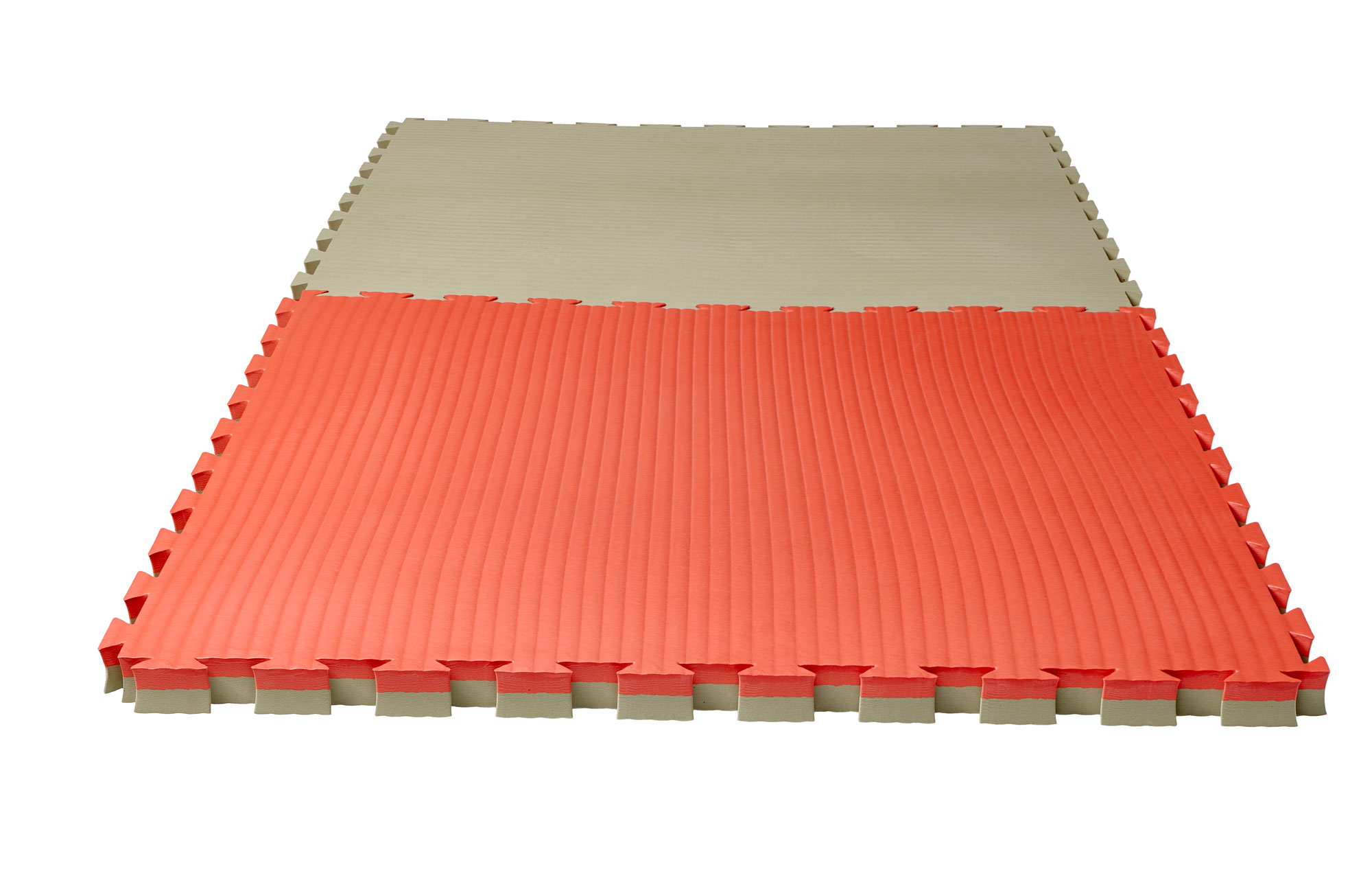 SET: Kampfsportmatten Wendematte VERZAHNT / 100 x 100 x 4cm / ROT-GRÜN