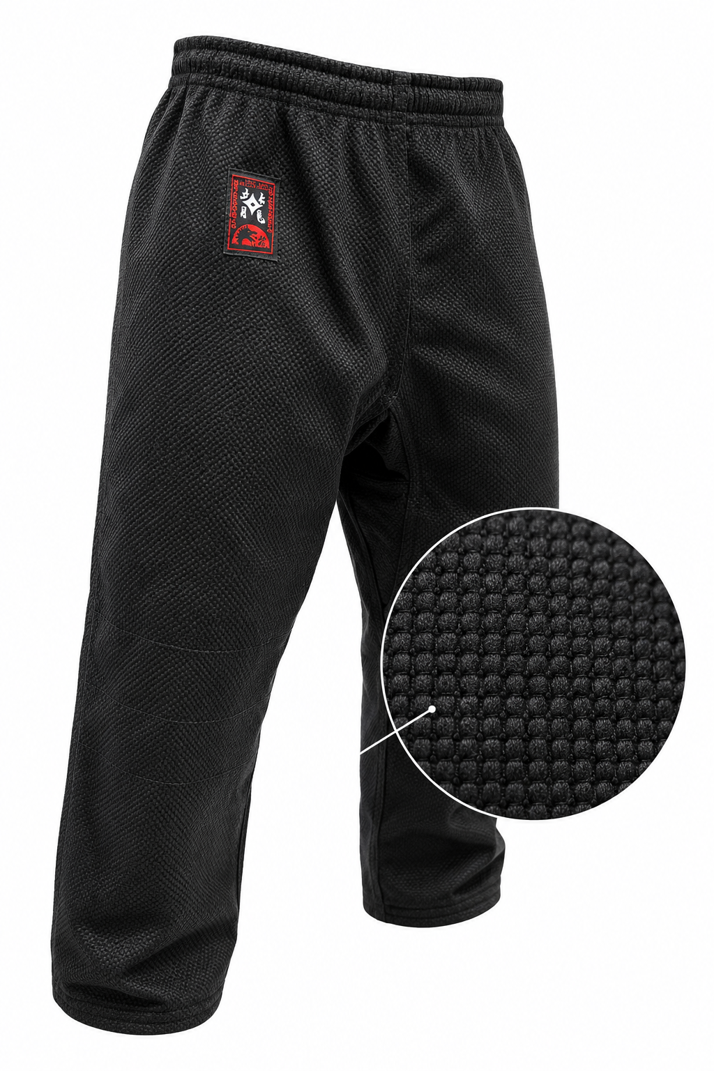 Budodrake Judo / Jiu-Jitsu / Aiki-Jitsu Hose KYOTO schwarz spezial mit Reiskornwebung!