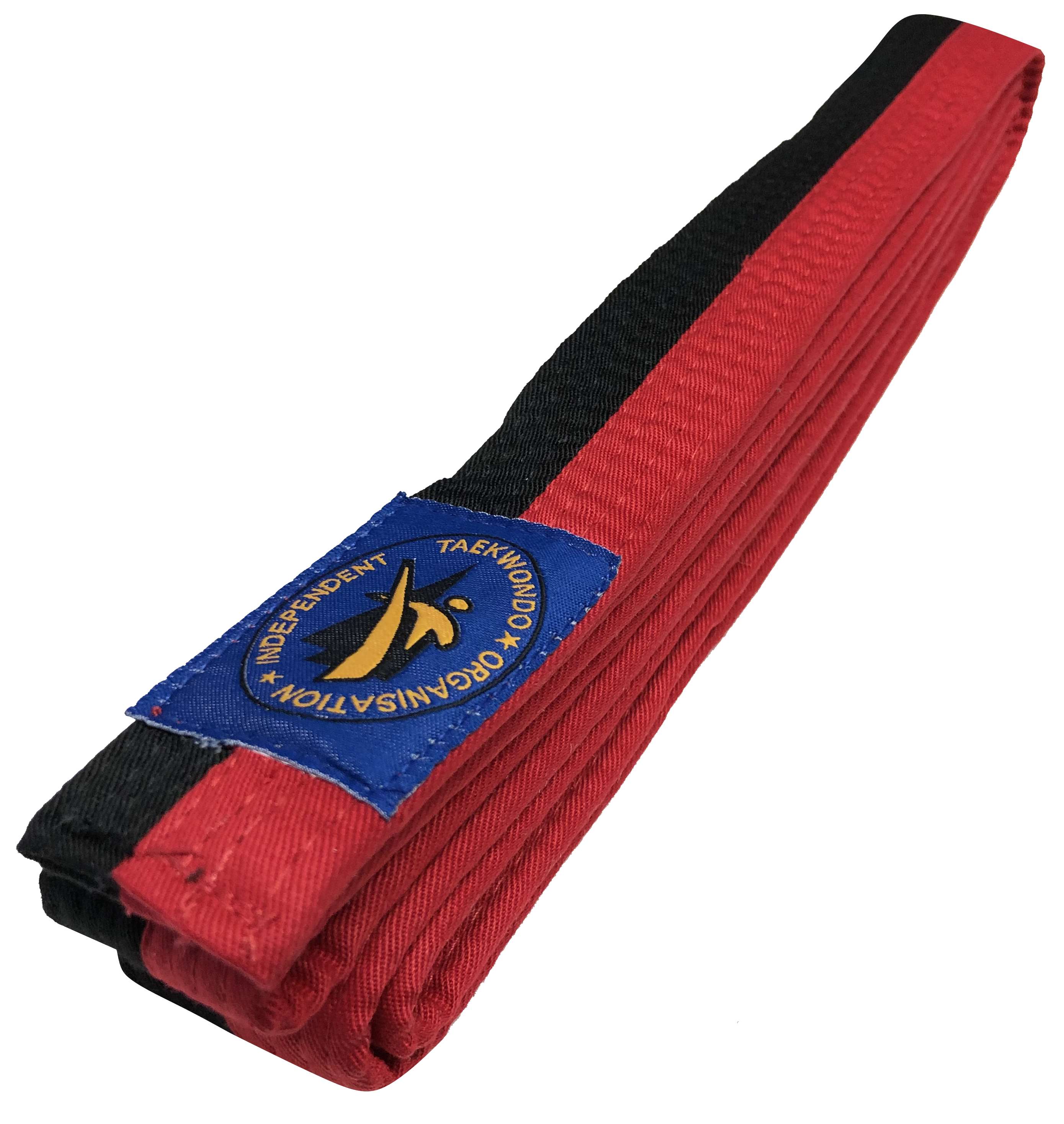 ITO Gürtel rot-schwarz Halb-Halb