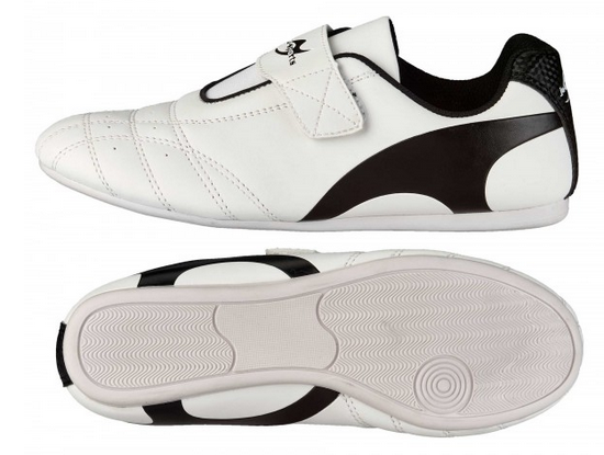 Kampfsportschuhe Mattenschuhe ohne Schnürung mit Klettverschluss weiß 47