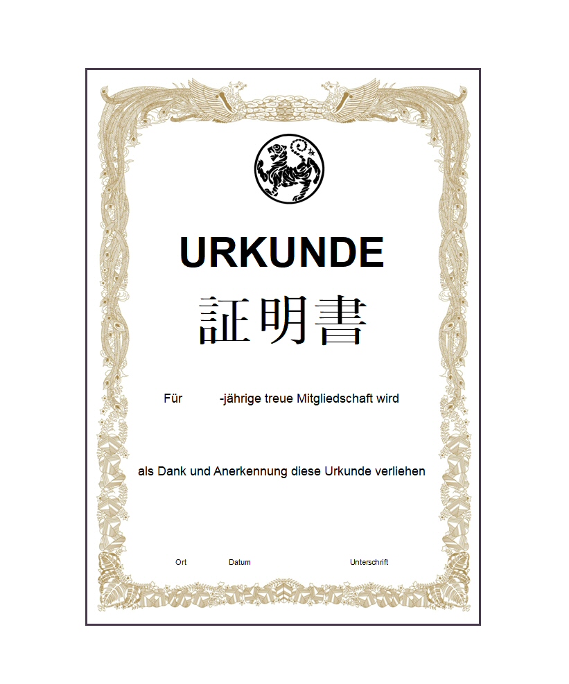 URKUNDE "Jubiläum Mitgliedschaft" / individualisierter Druck 5 Stück