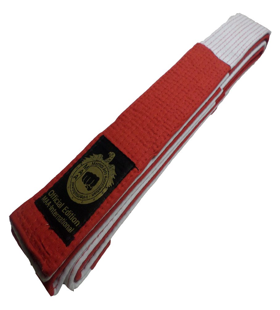 MAA Int. Official Grand Master Belt Weiß-Rot geblockt 350