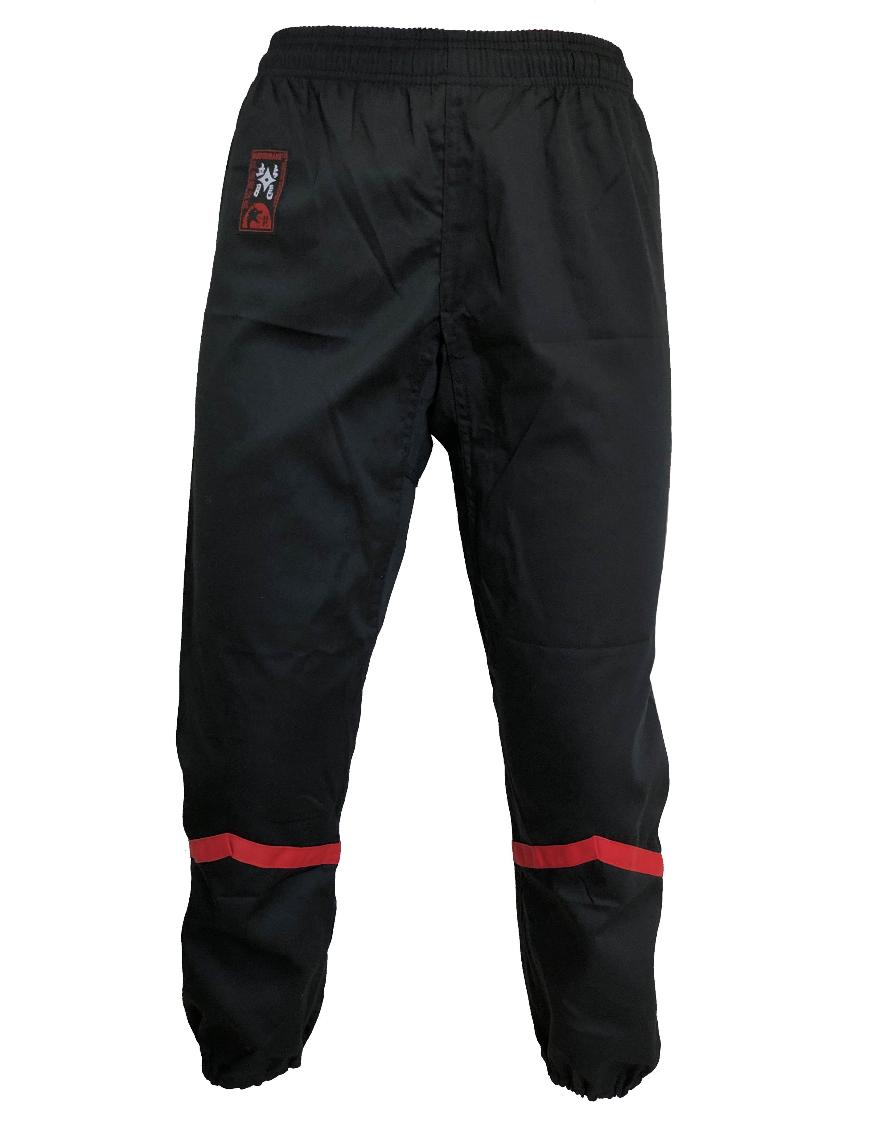 Wing Chun Hose schwarz, mit rotem Winkel