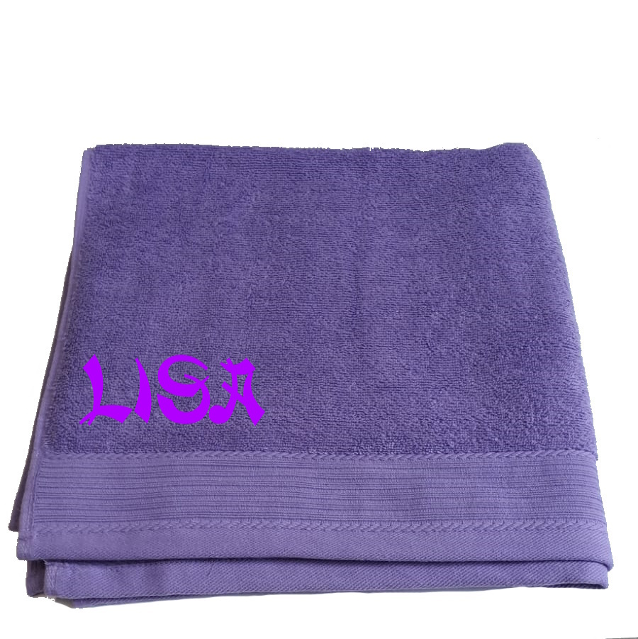 Handtuch mit Individuellen Text Violett Stick-Violett