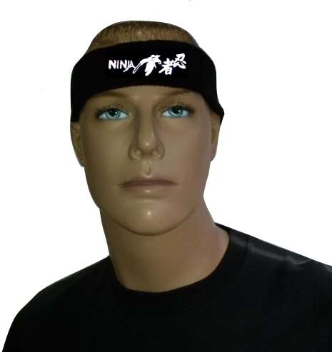 Stirnband schwarz Ninja weiß (schrift seitlich)