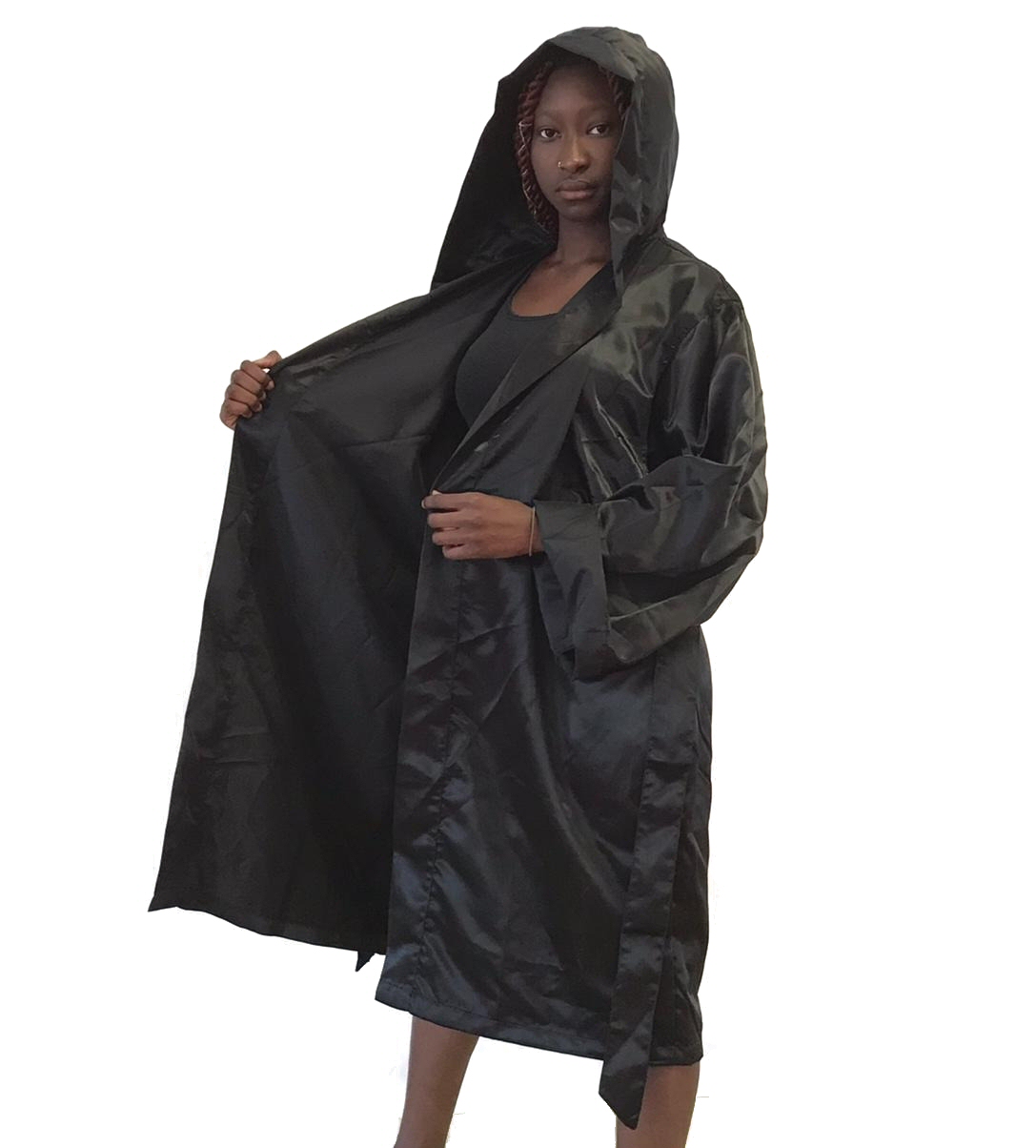 Boxmantel mit Kapuze schwarz Senior