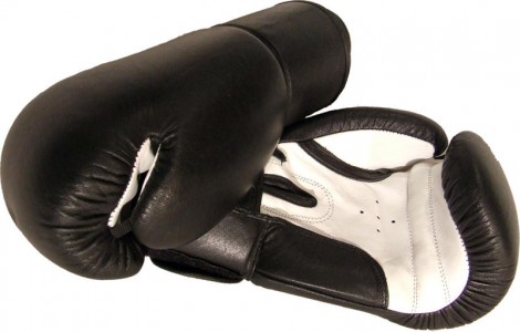 Boxhandschuhe Echtleder schwarz-weiß 16 Oz