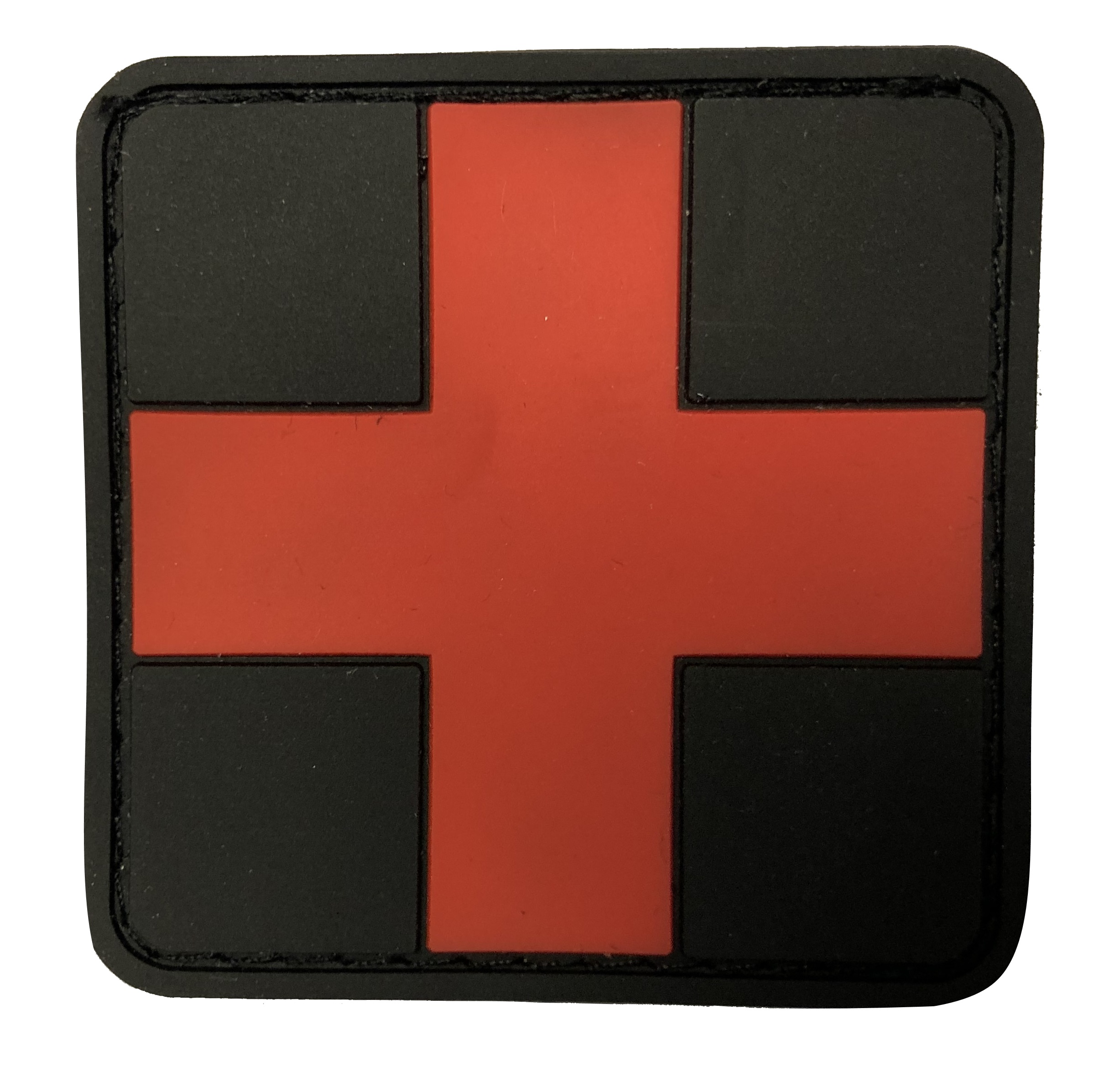 Erste Hilfe Aufnäher / Rotes Kreuz schwarz mit Klett 5 cm
