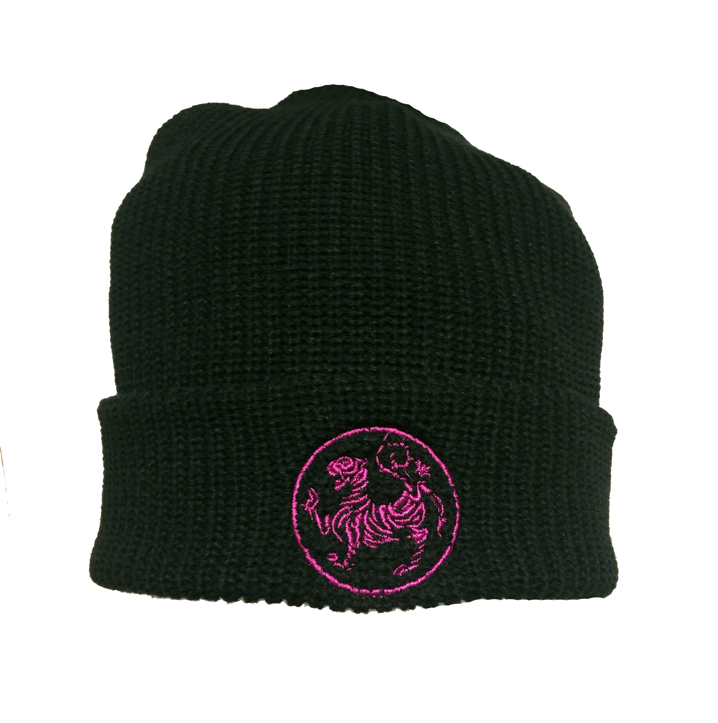 Winter Wollmütze schwarz, Bestickung Shotokan Karate Tiger