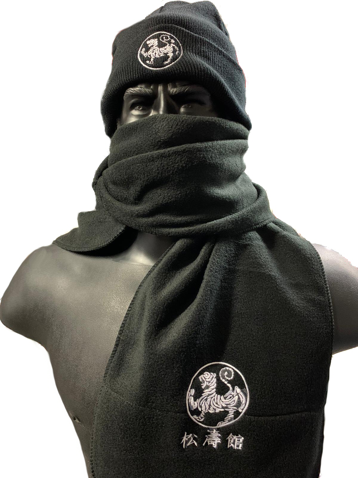 SET: Schal + Mütze "Shotokan" (Stickfarbe weiss)