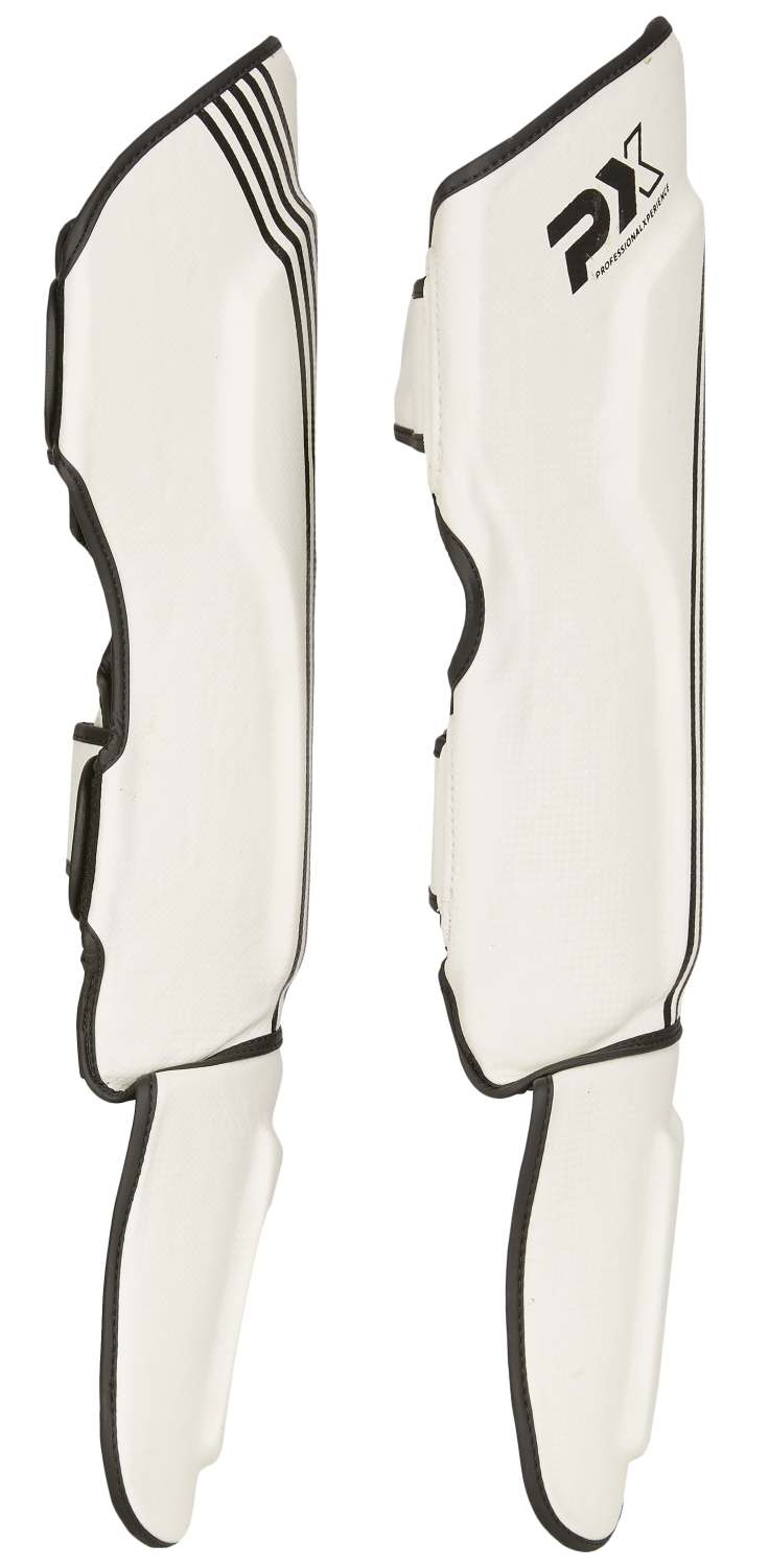 PHOENIX FIGHT Pro Schienbein-Spannschutz, Kunstleder weiß-schwarz