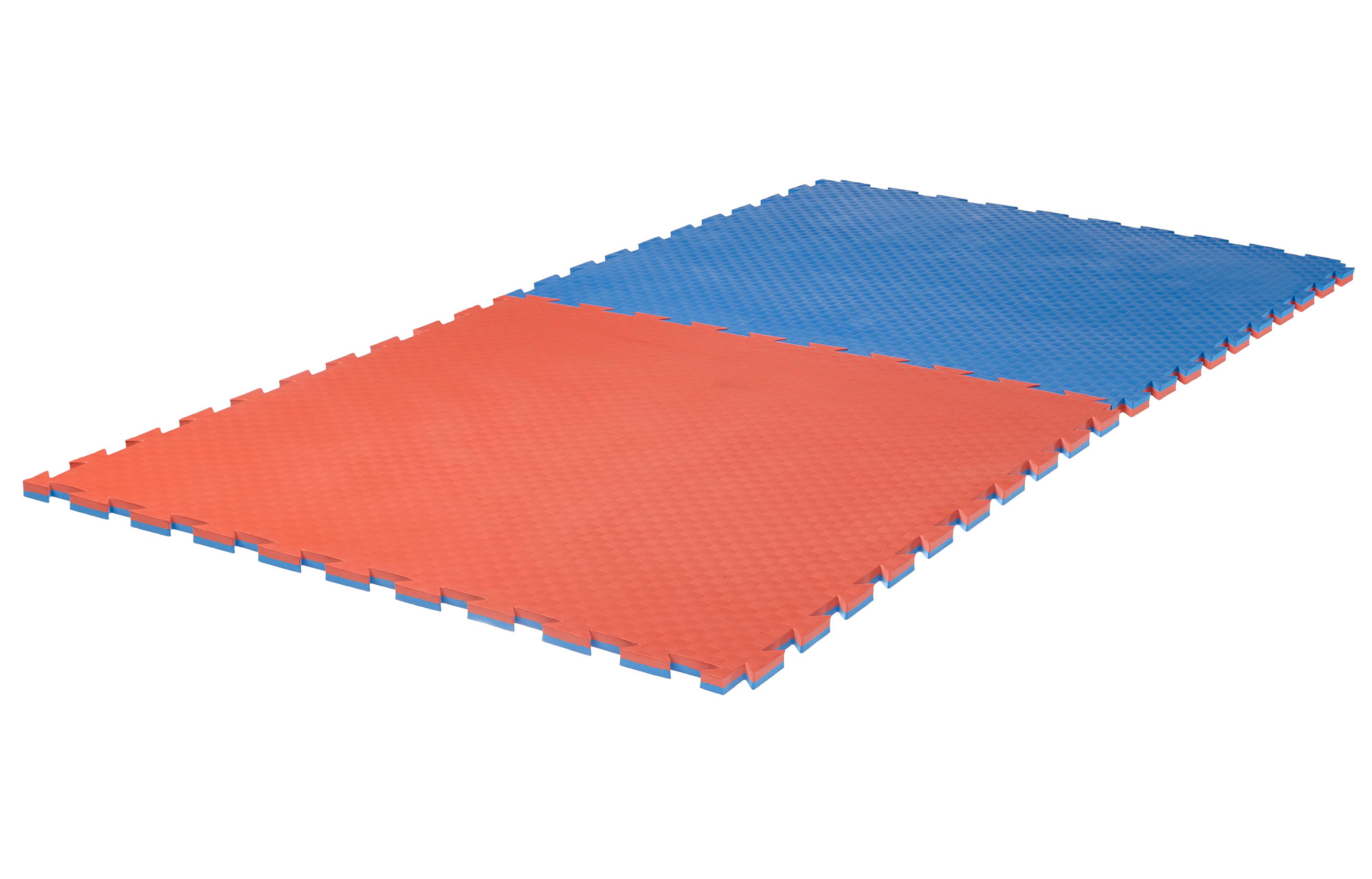 SET: Kampfsportmatten Wendematte VERZAHNT / 100 x 100 x 2cm / rot-blau