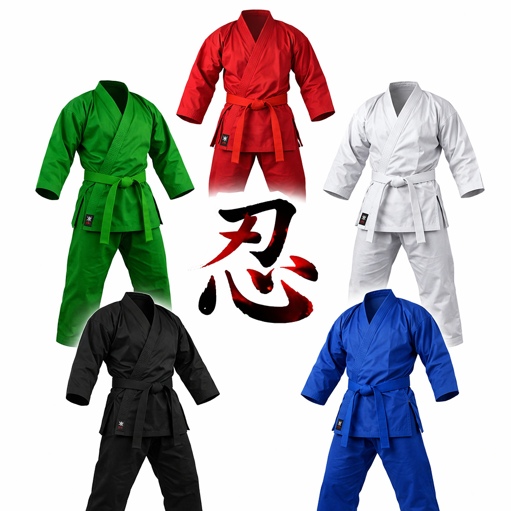 SET Karateanzüge (rot-blau-grün-schwarz-weiß), Mottowoche