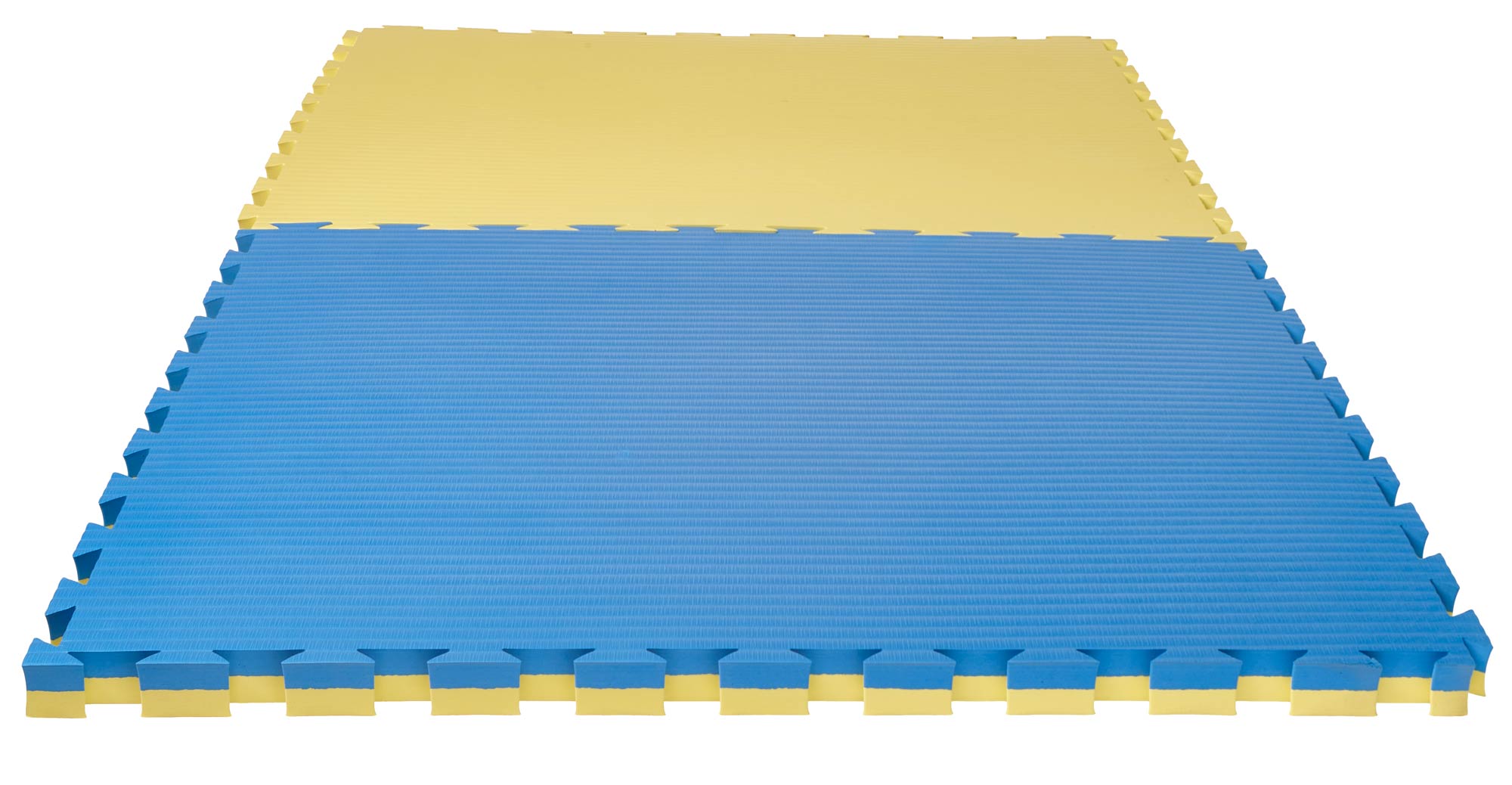 SET: Kampfsportmatten Wendematte VERZAHNT / 100 x 100 x 4cm / BLAU-GELB