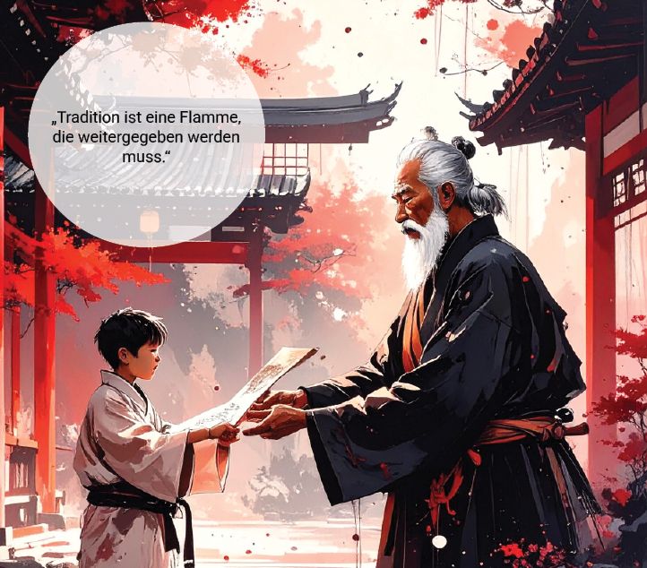 Poster auf Keilrahmen - Japanische Motive - 50 x 50 cm\"Tradition ist eine Flamme ..."