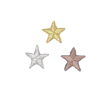 3er SET Sterne Aufnäher gold, silber, bronze
