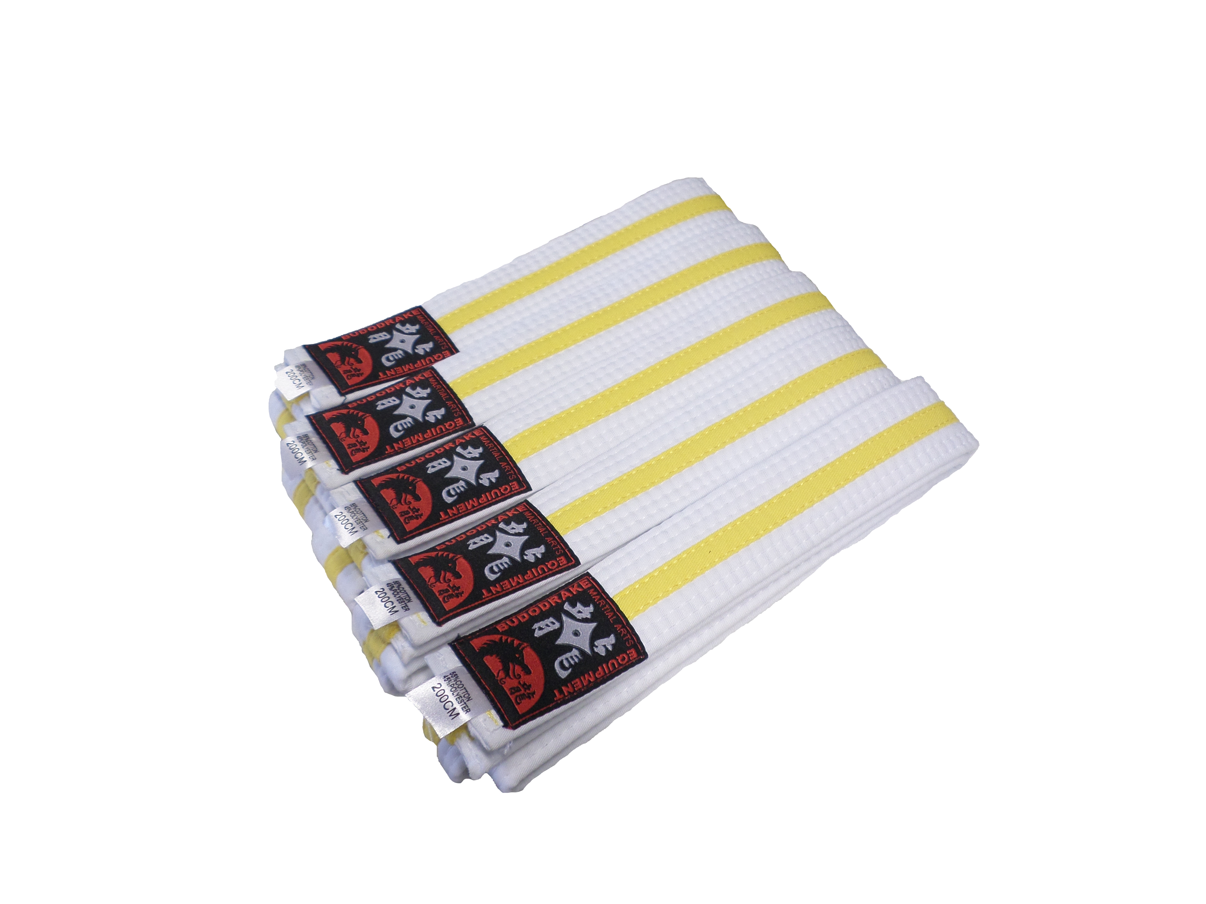 5er Pack Budogürtel Weiß-Gelb Halb-Halb 350