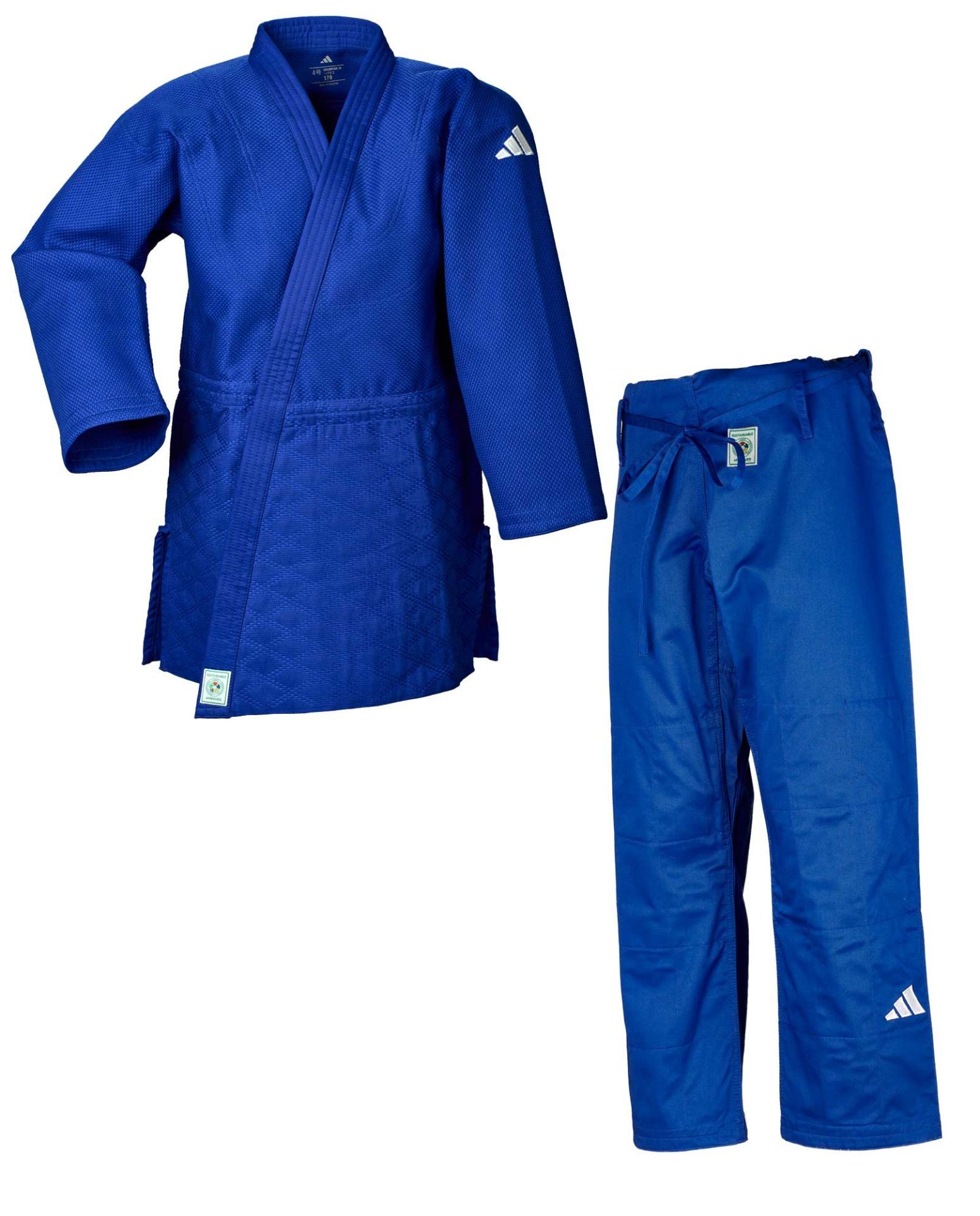 Judoanzug Blau ADIDAS Champion ohne Schulterstreifen - Logo only