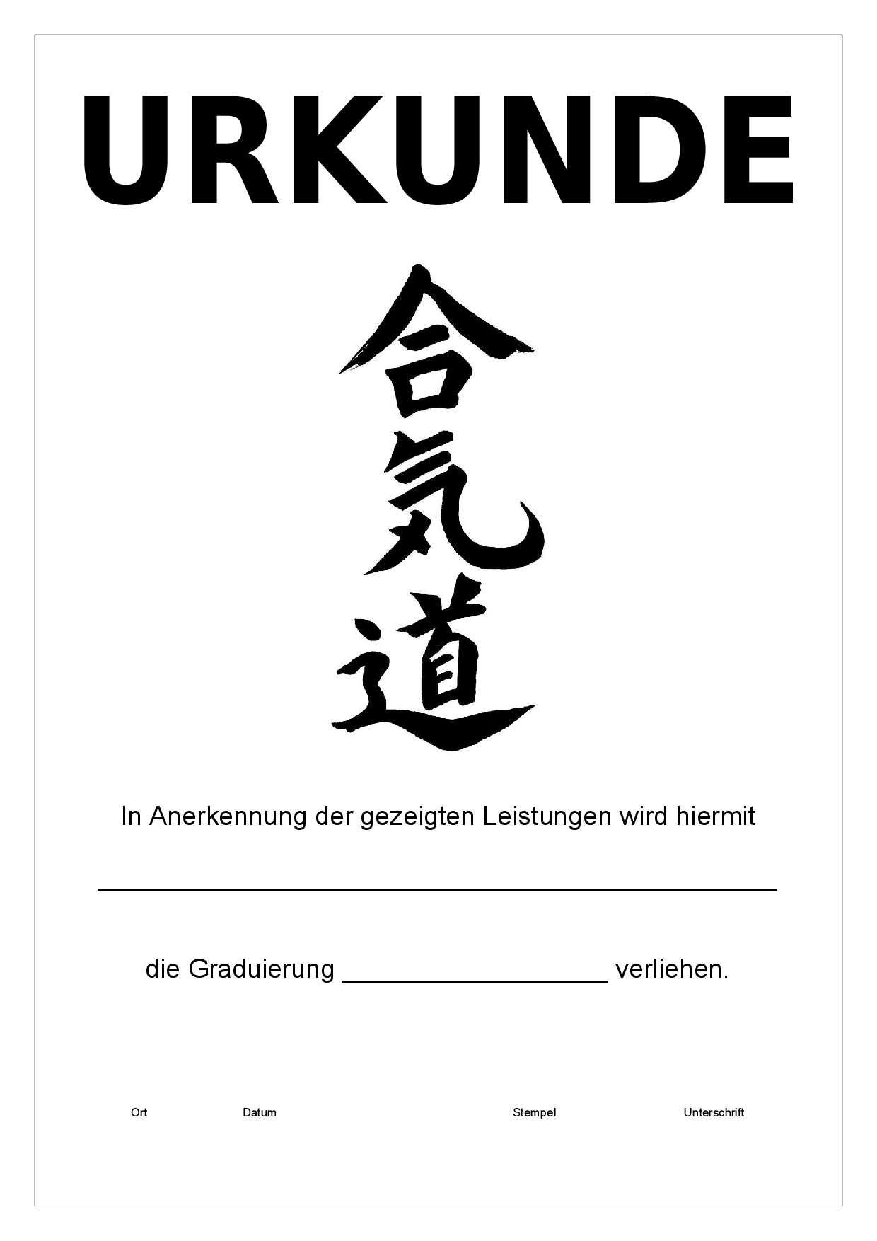 Standard Prüfungsurkunde mit Schriftzeichen