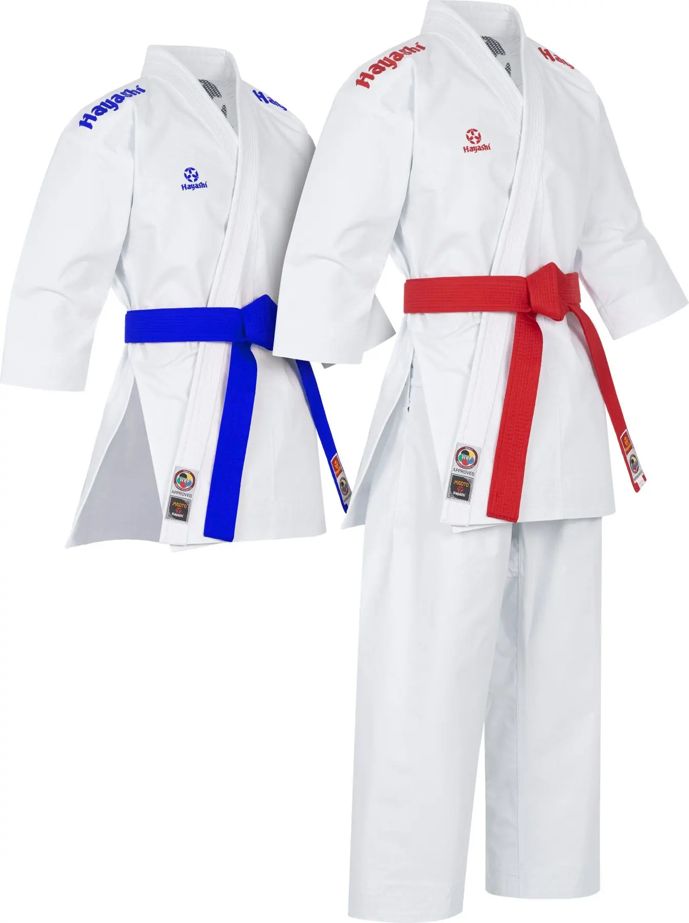 Karate-Gi "Migoto" weiß, mit roten und blauen Stick 195cm
