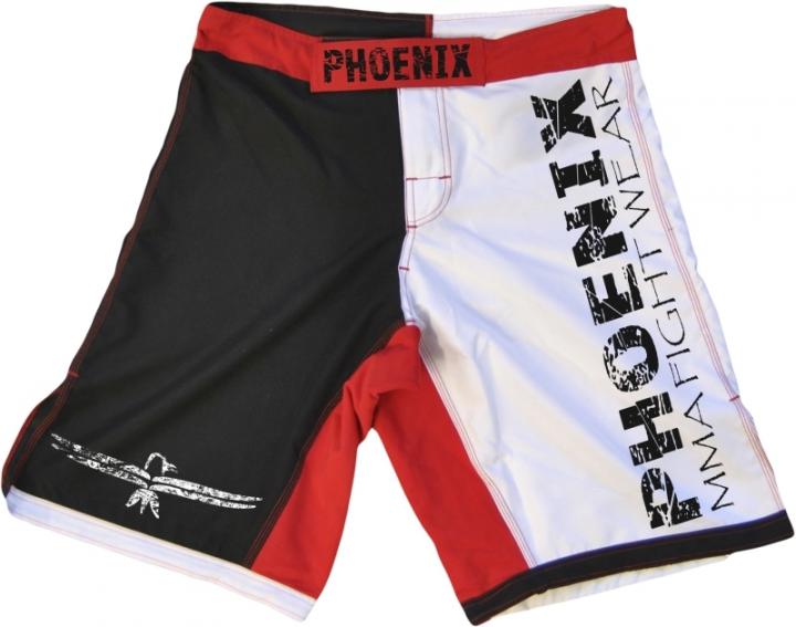 PHOENIX MMA Shorts schwarz-weiß-rot, Stretch XL
