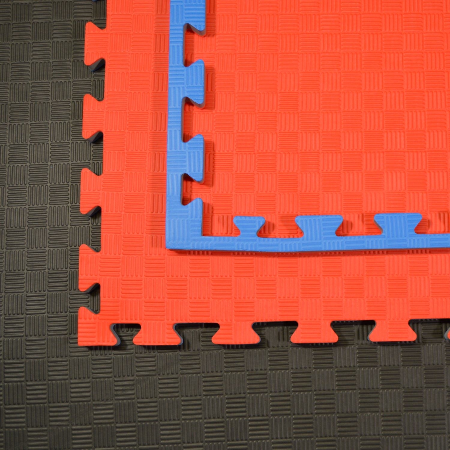 Fitnessmatte / Sportmatte Regular blau-rot / VERZAHNT / 100 x 100 x 2cm einzeln