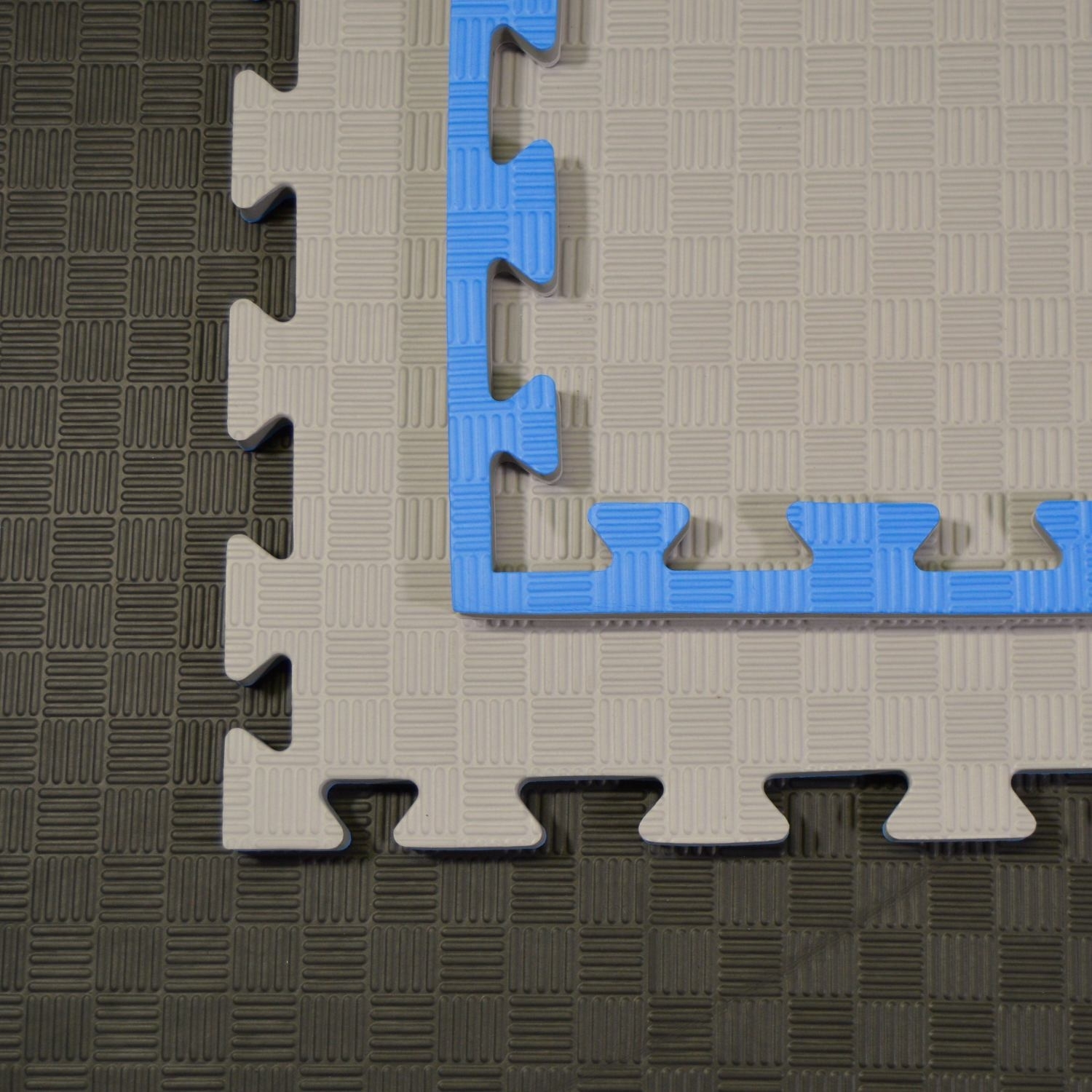 SET: Kampfsportmatten Wendematte BUDODRAKE / 100 x 100 x 2cm / blau-grau 16 Stück