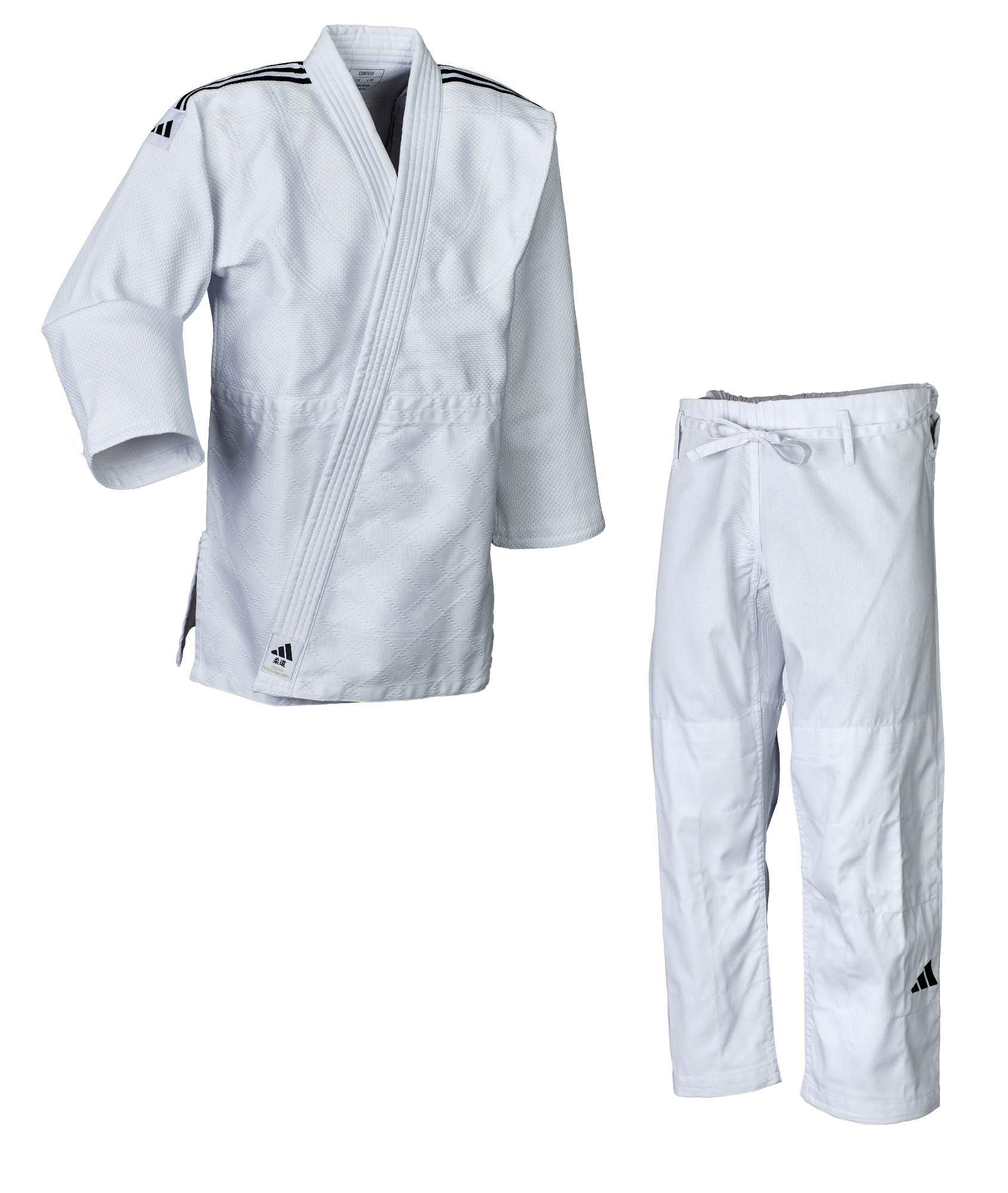 Judoanzug Adidas Contest weiß 200-Schulterstreifen schwarz
