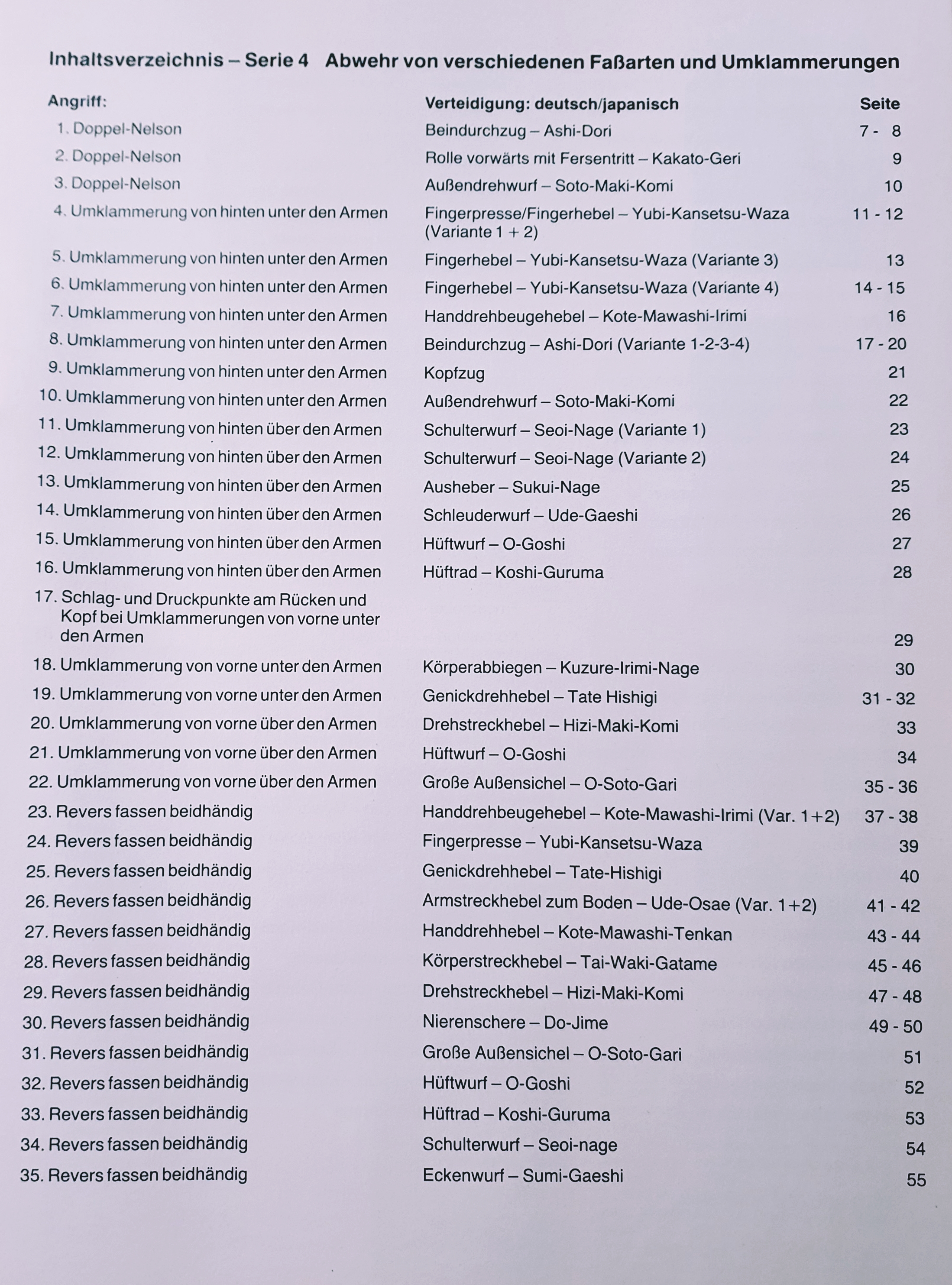 Hohe Schule der Selbstverteidigung: Band 4 – Abwehr von verschiedenen Faßarten und Umklammerungen