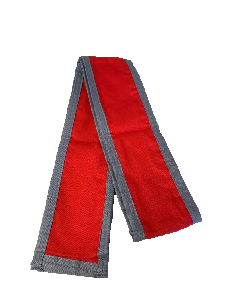 Großmeister Kung-Fu Schärpe Baumwolle rot mit silbernem Rand 300 x 10 cm