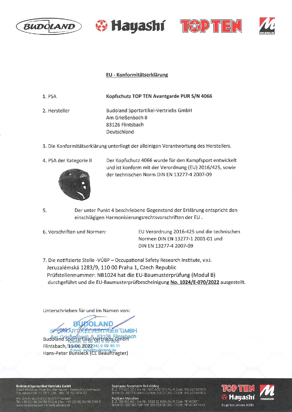 TOP TEN Kopfschutz AVANTGARDE schwarz