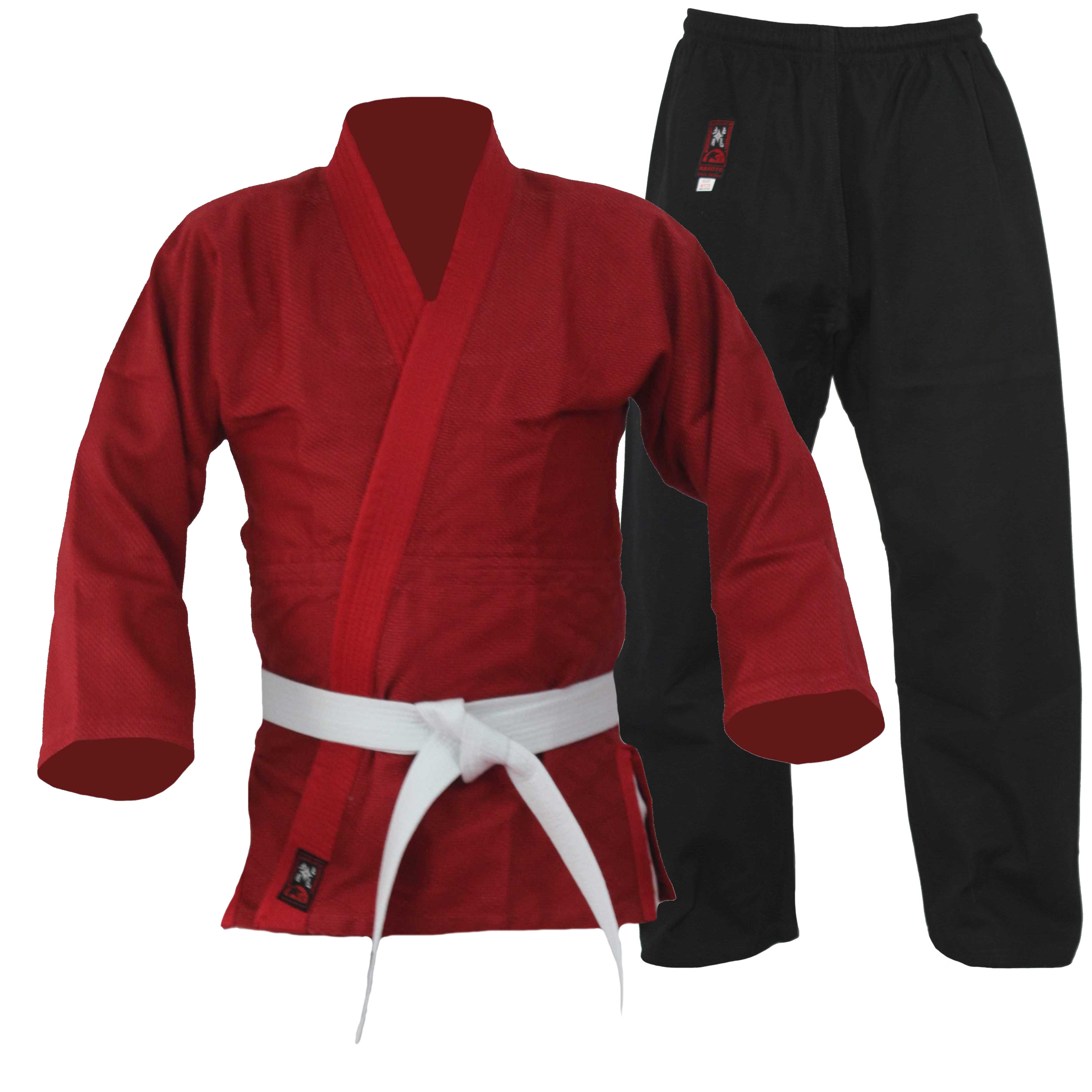 Budodrake Judoanzug RONIN DRAGON (Jacke Rot , Hose schwarz) 110