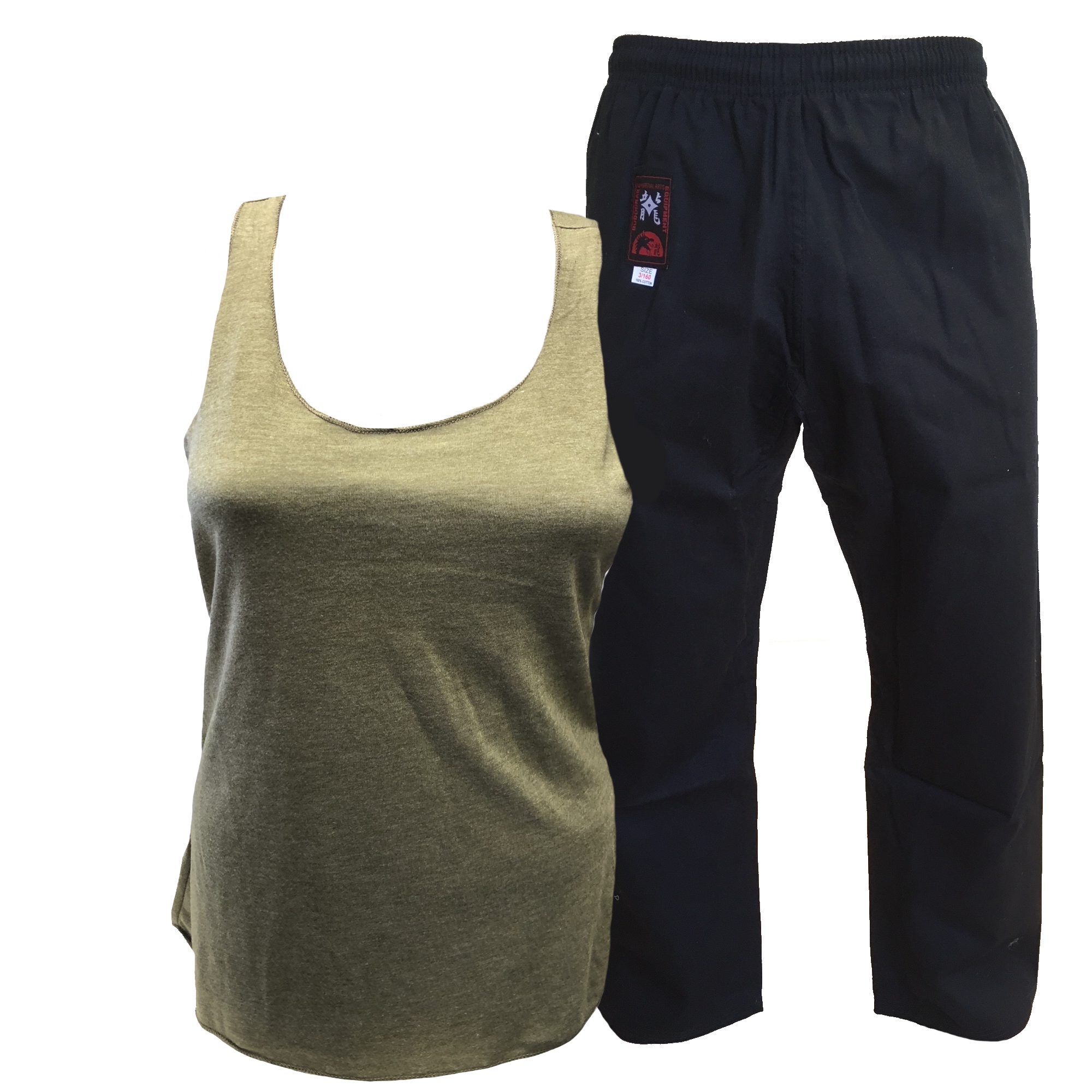 Budo Outdoor Set Hose + Damen-Top oliv/schwarz