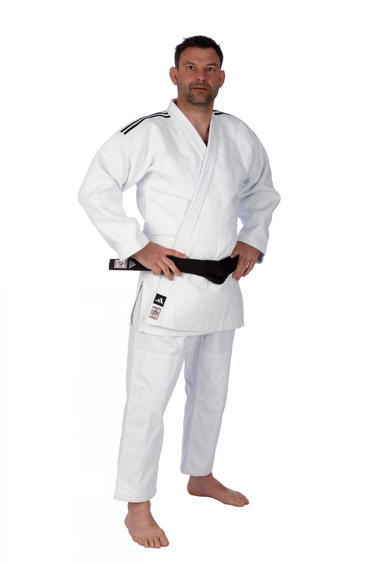 adidas Judoanzug "CHAMPION III" IJF Schulterstreifen REGULAR weiß 175