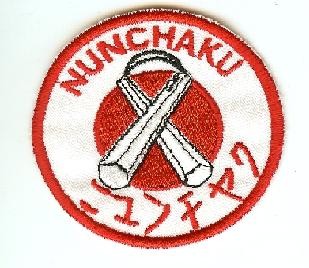 Nunchaku Aufnäher rot-weiß
