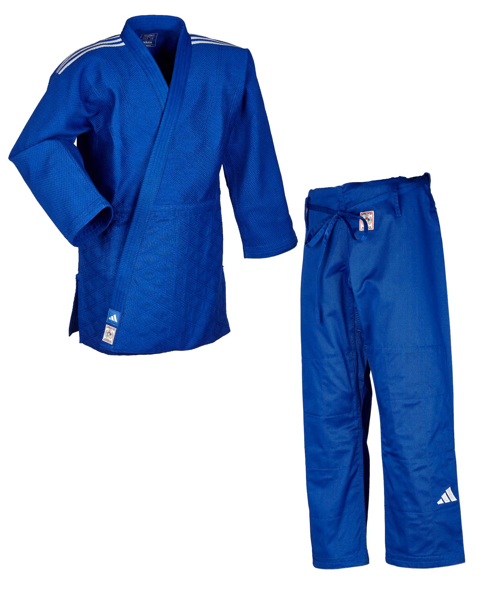 adidas Judoanzug "CHAMPION III" IJF Schulterstreifen SLIM FIT blau