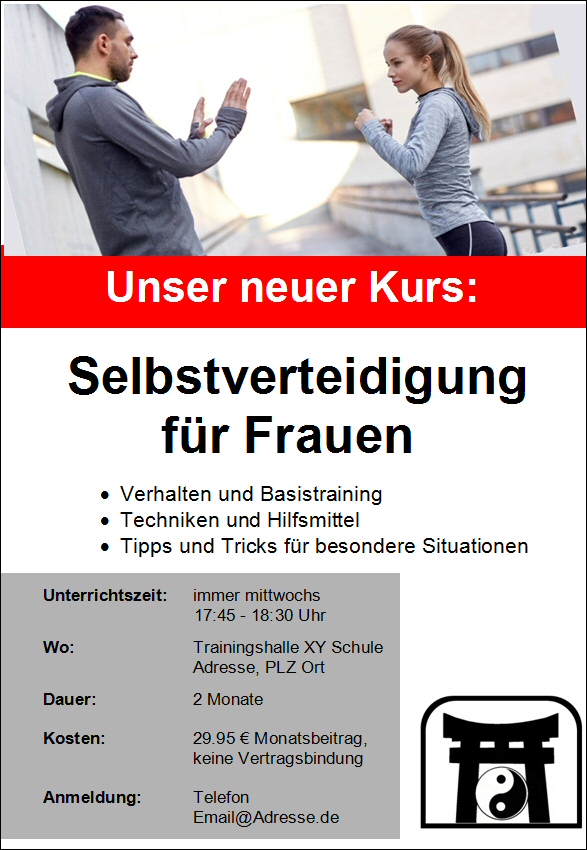 Vorgedruckte Flyer mit Eindruck SV Kurs für Frauen 3500 Stück