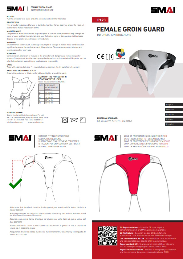 SMAI WKF Damen Tiefschutz PU XL