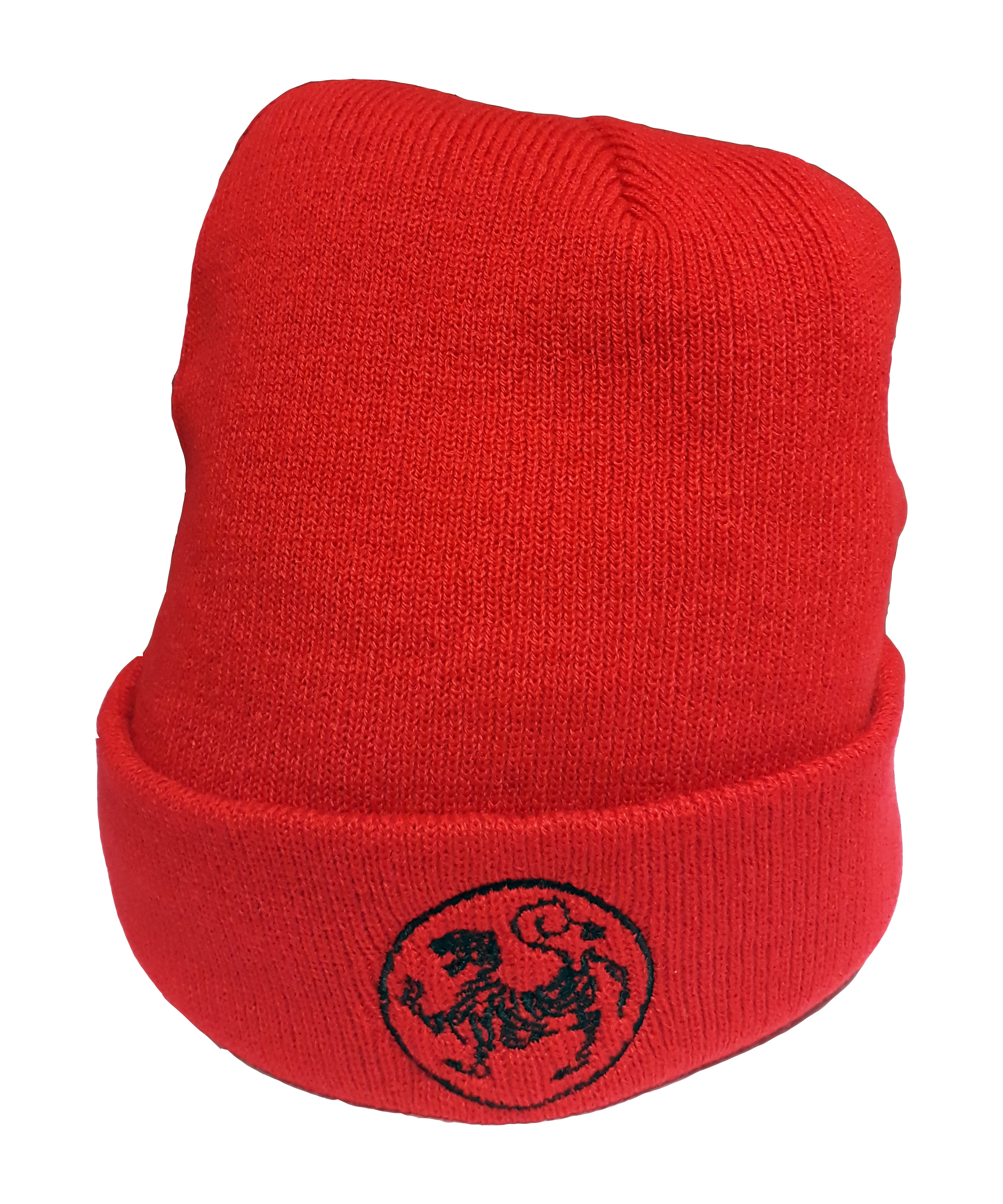 Winter Wollmütze rot bestickt Shotokan Karate Tiger schwarz
