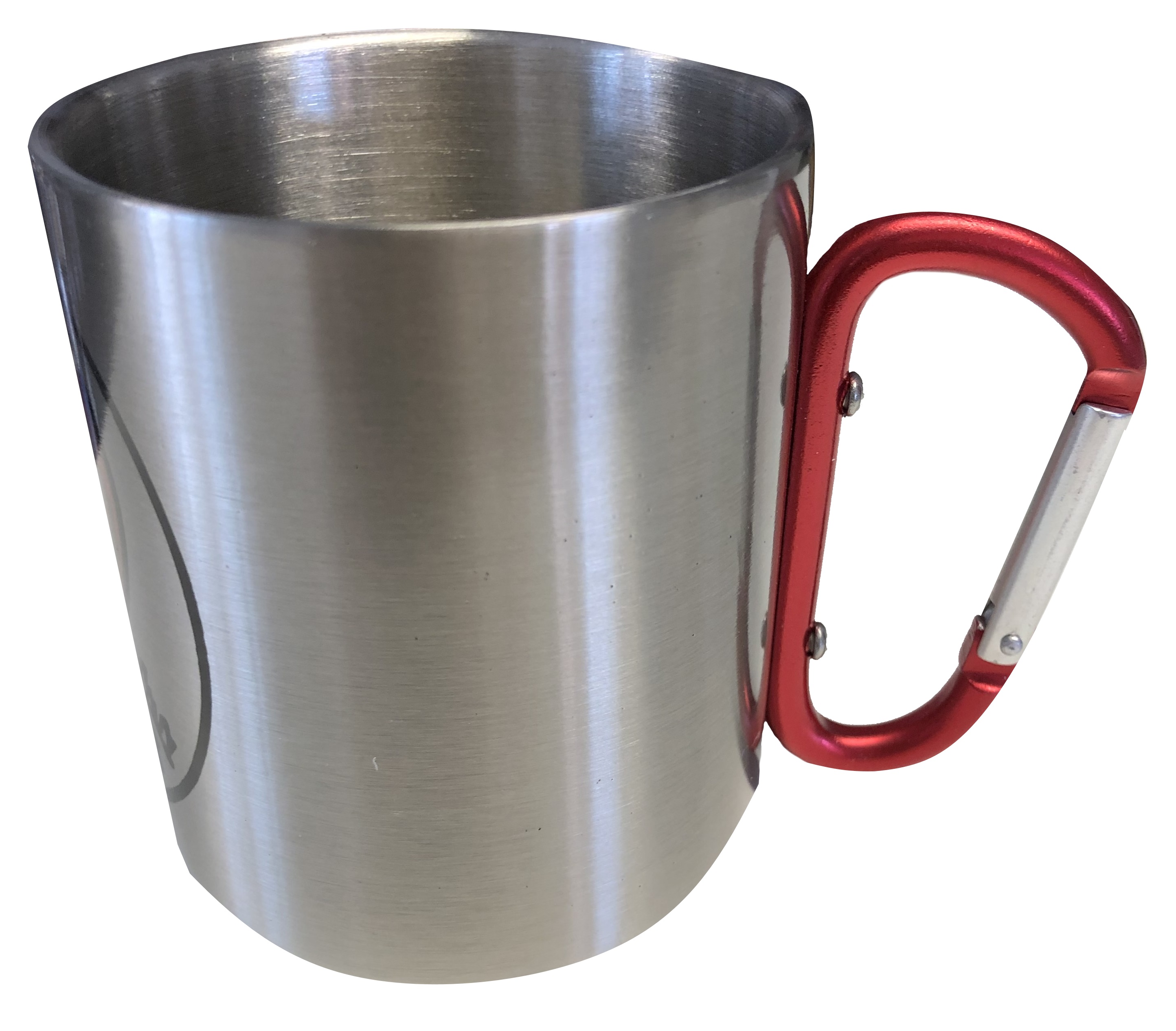 Tasse Edelstahl Shotokan 2-farbig mit Karabinerhaken, hochwertig graviert