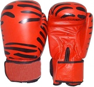 Boxhandschuhe Echtleder Tiger rot-schwarz 12 Oz