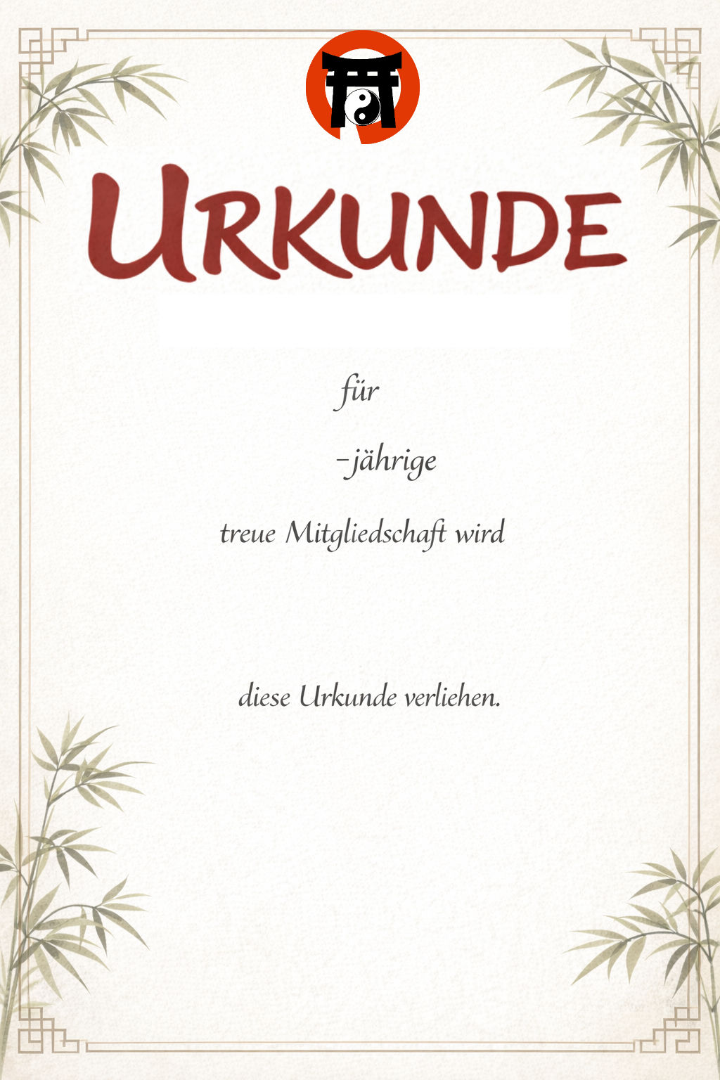 URKUNDE "Jubiläum Mitgliedschaft"