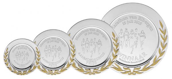 Wandteller silber mit goldenem Kranz (D116)