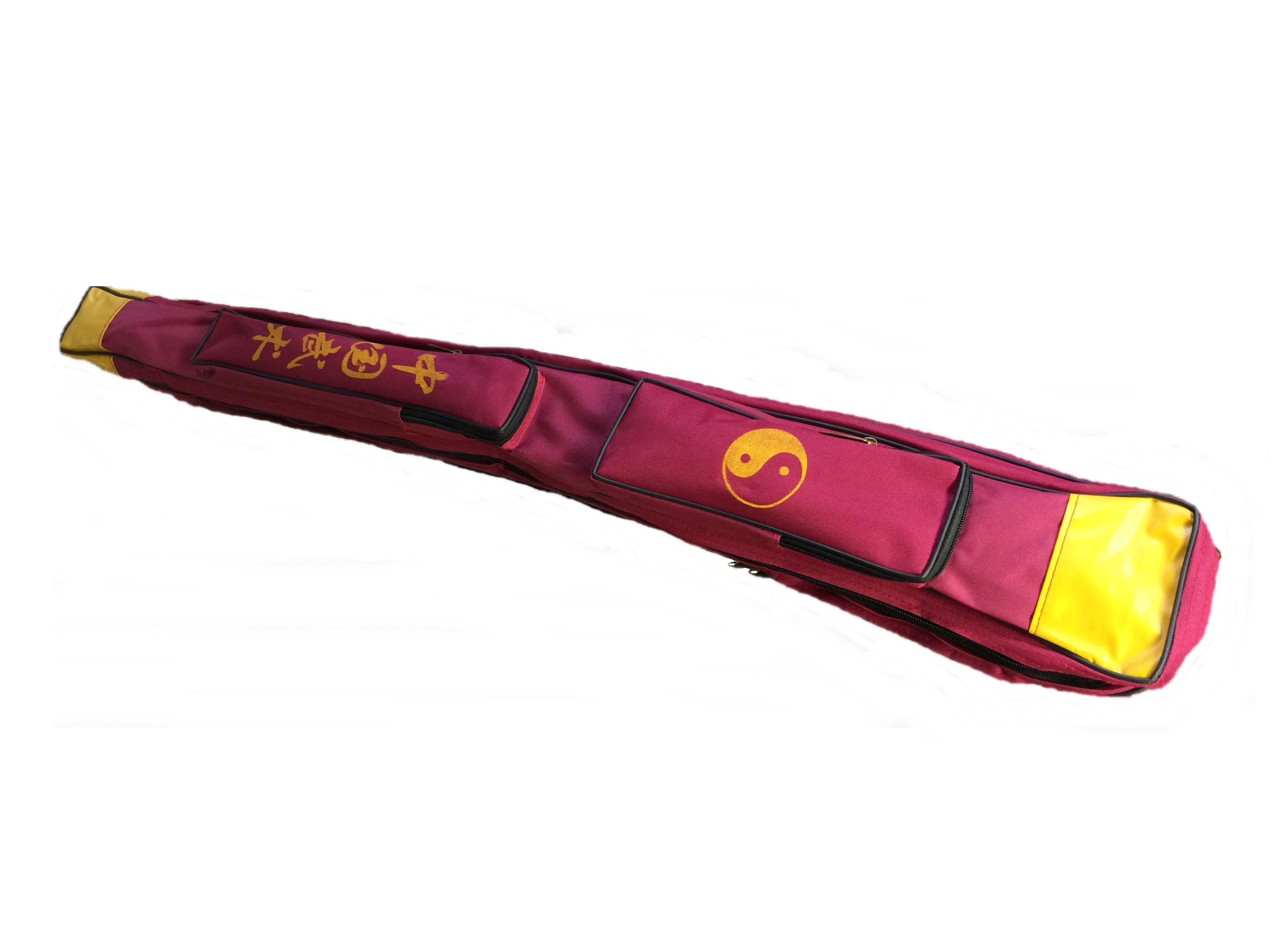 Waffentasche Martial Arts, MAGENTA-GELB / 120cm, 4 separate Taschen