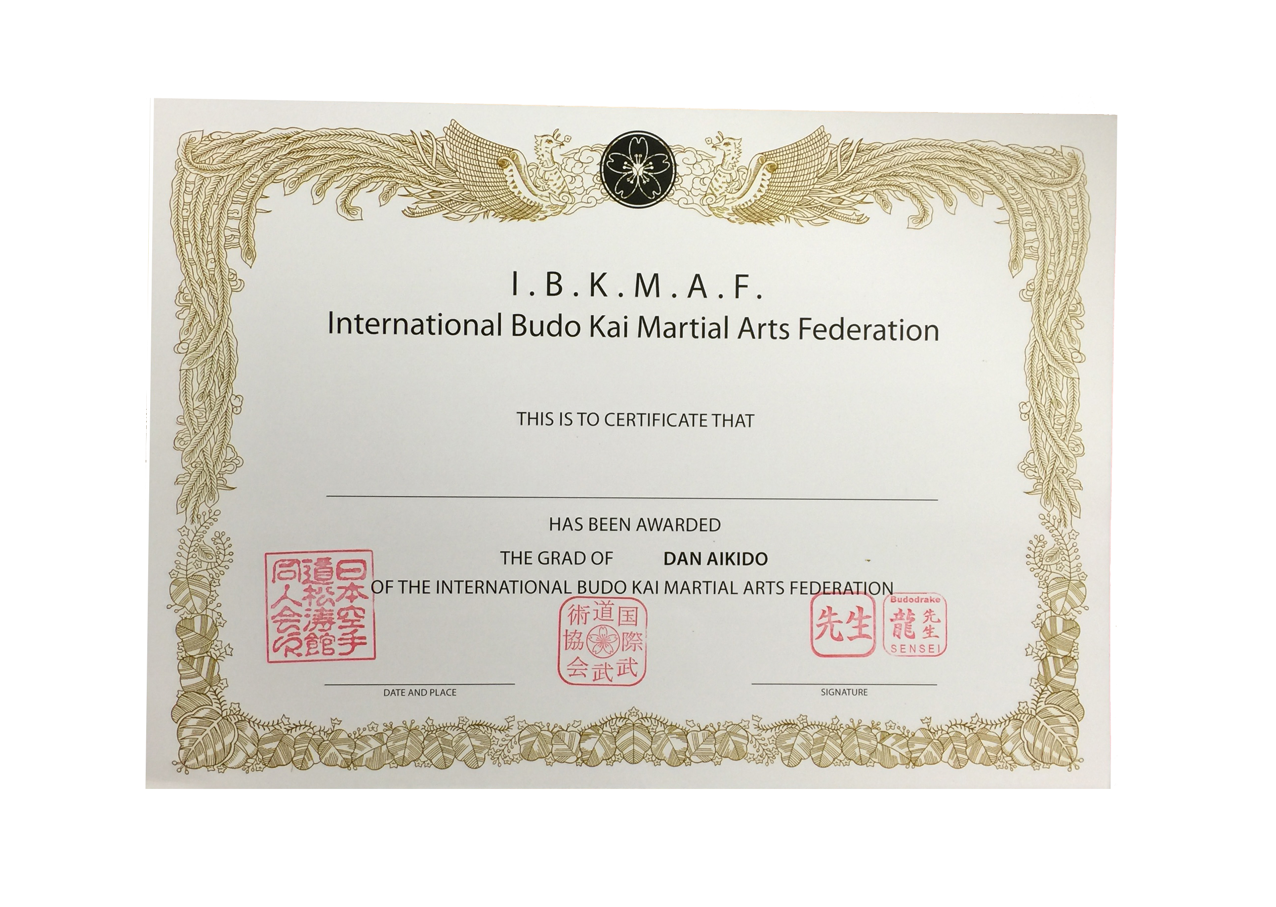 Urkunden DIN A3 quer mit individueller Beschriftung für Dojos, Verbände und Stilrichtungen