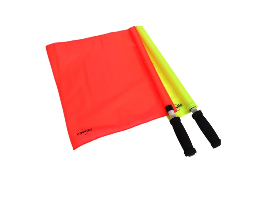 SET Schiedsrichter- / Kampfrichter Fahne / Flagge ROT+GELB