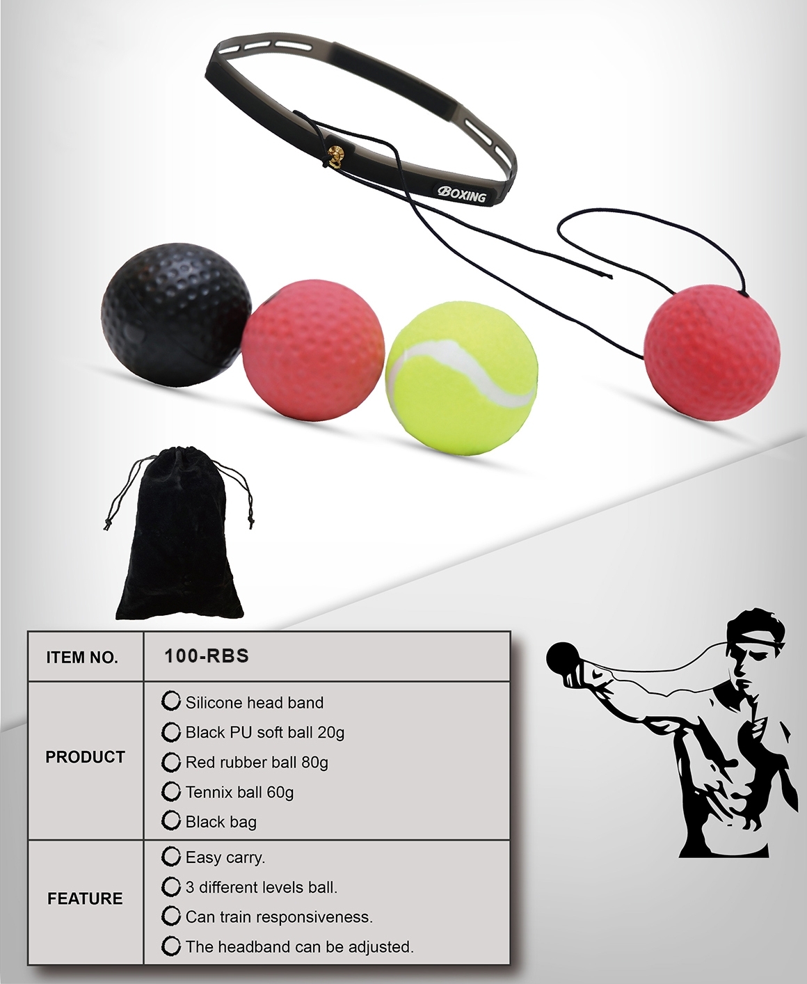 Boxing Reflex Ball Set mit 3 Bällen