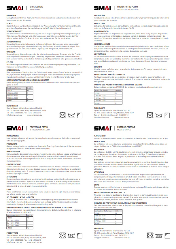 SMAI Karate Schutzweste WKF