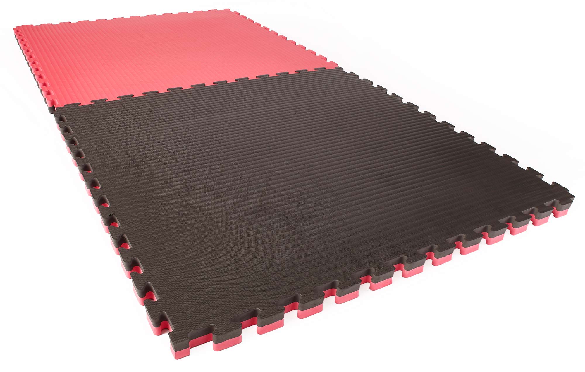 SET: Kampfsportmatten Wendematten VERZAHNT / 100 x 100 x 4cm / ROT-SCHWARZ
